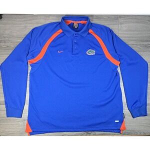 Vintage Nike Florida Gators Polo Men's‎ XL Blue Dri Fit 90s Long Sleeve